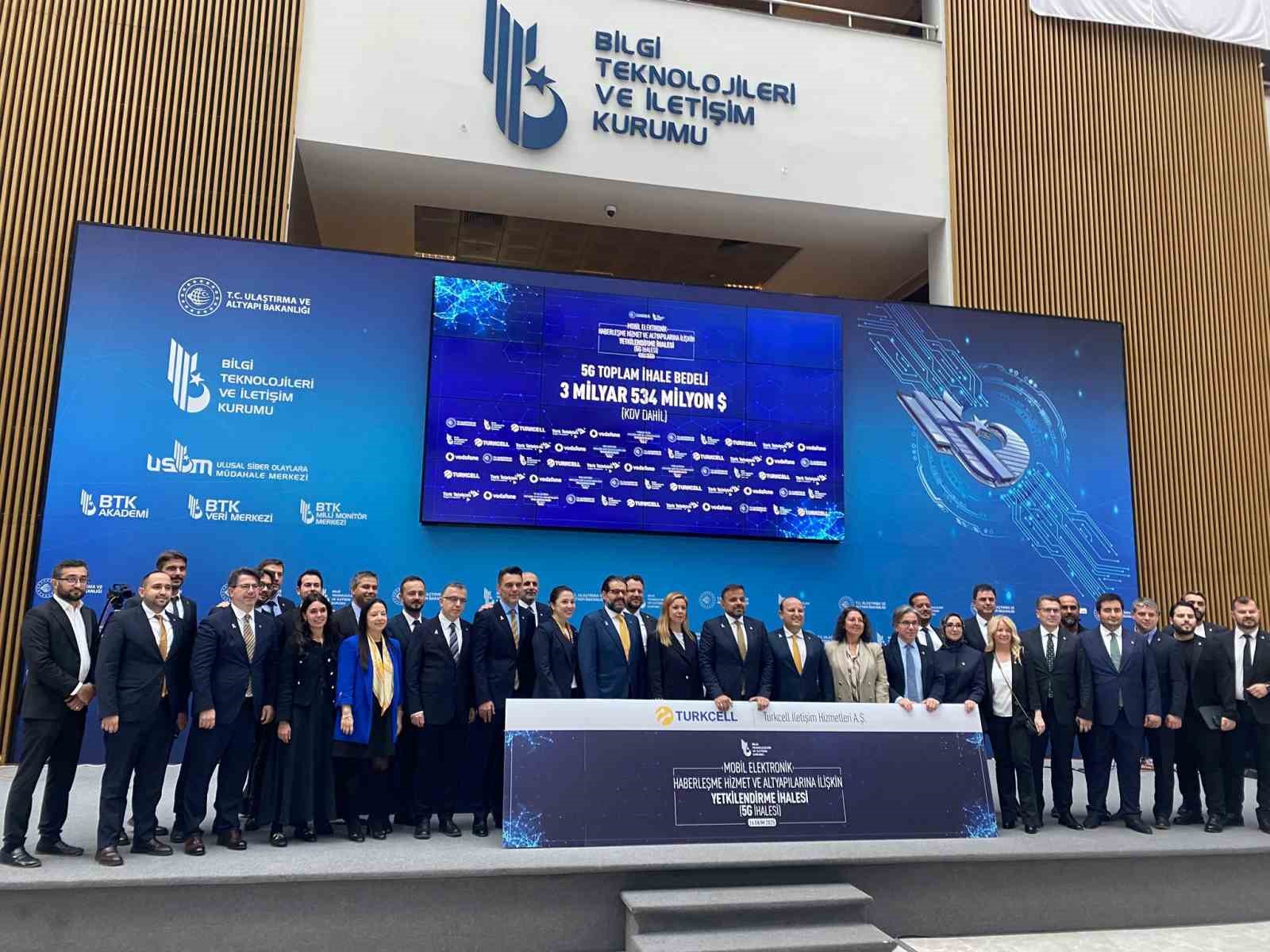 5G Yetkilendirme İhalesi’nde toplam ihale bedeli 3 milyar 534 milyon dolar oldu
