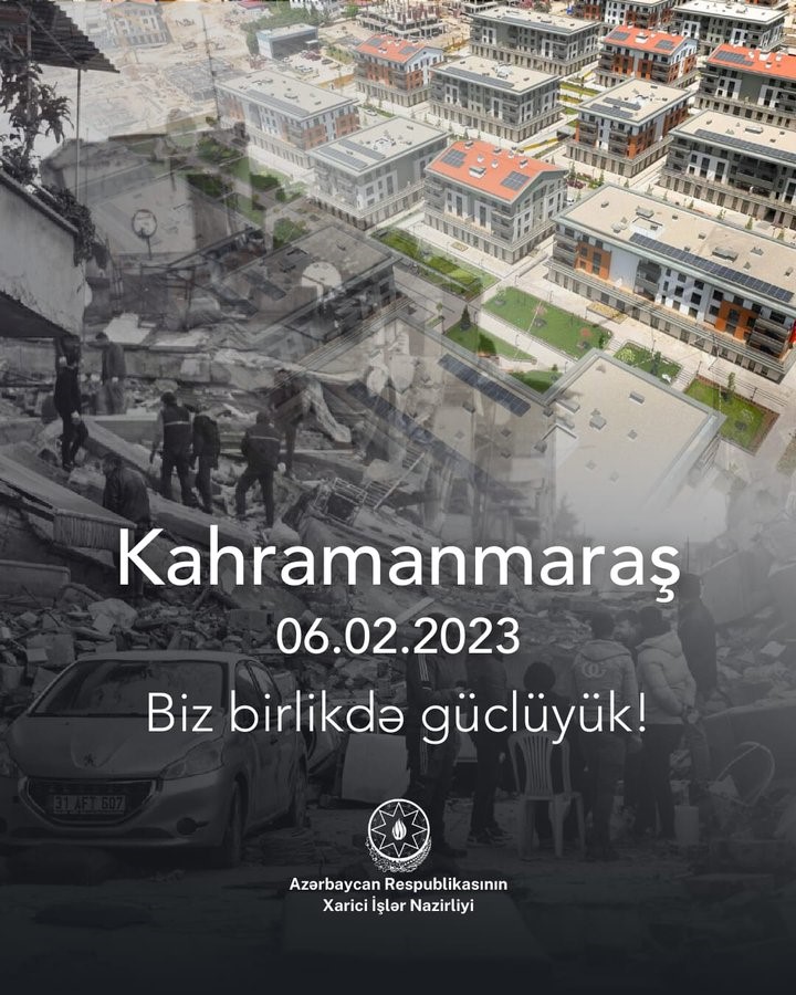 Azerbaycan’dan 6 Şubat depremlerinin 3. yılında Türkiye ile dayanışma mesajı
