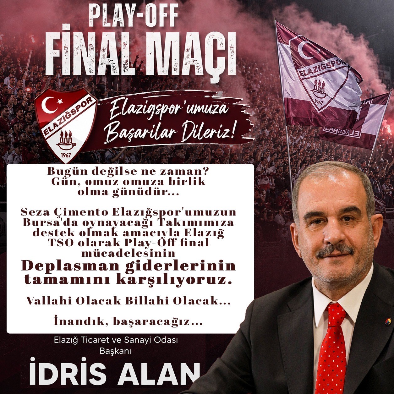 Başkan Alan, Elazığspor’un deplasman giderlerini karşıladı
