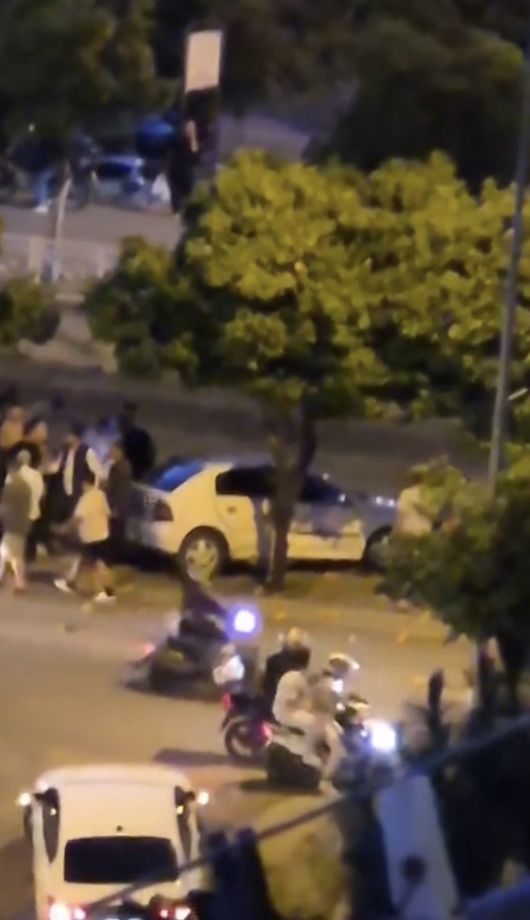 Otomobil, sulama kanalı korkuluğuna çarpıp asılı kaldı
